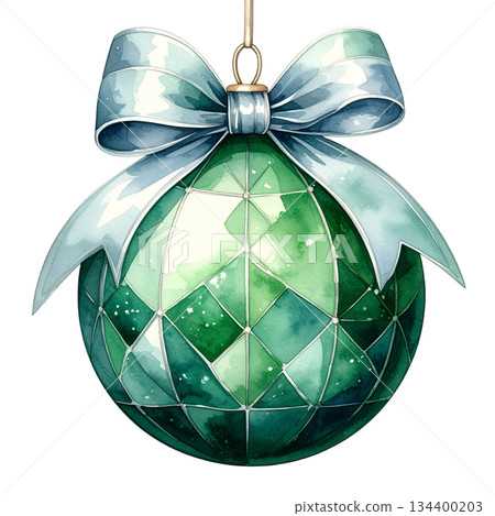 Watercolor disco ball on white background 134400203