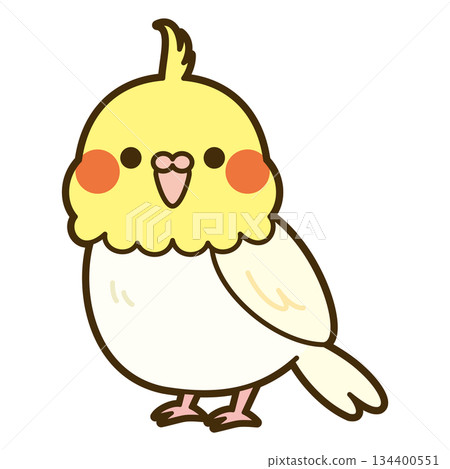 一隻可愛的黃化玄鳳鸚鵡插圖 一隻可愛的黃化玄鳳鸚鵡插圖 134400551