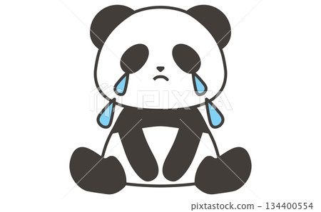 悲傷哭泣的熊貓表情圖示插畫素材 哭泣的熊貓插畫 134400554
