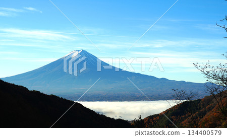 Mount Fuji in the early morning as seen from the Fujimibashi Observatory Mount Fuji in the early morning as seen from the Fujimibashi Observatory 134400579