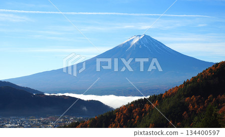Mount Fuji in the early morning as seen from the Fujimibashi Observatory 134400597