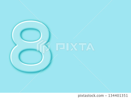 The number 8 floating on a light blue background 134401351