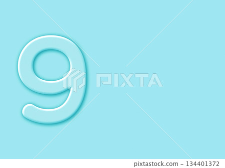 The number 9 floating on a light blue background The number 9 floating on a light blue background 134401372
