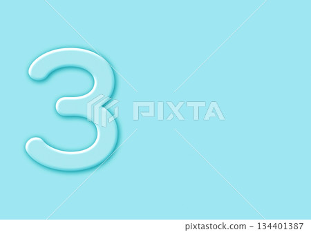 數字 3 漂浮在淺藍色背景上 134401387
