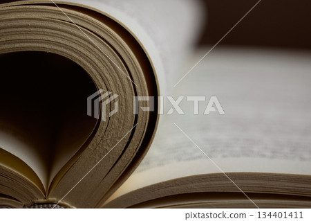 Close view of curled paper with visible lines and texture Close view of curled paper with visible lines and texture 134401411