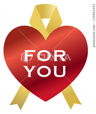Illustration of a heart with the words "FOR YOU" and a ribbon. 134401452