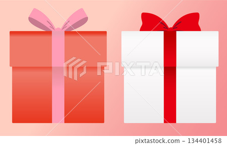 禮盒插圖材料。白色禮盒和紅色禮盒。 134401458