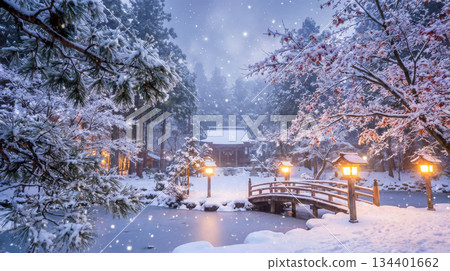 下雪的神社 134401662