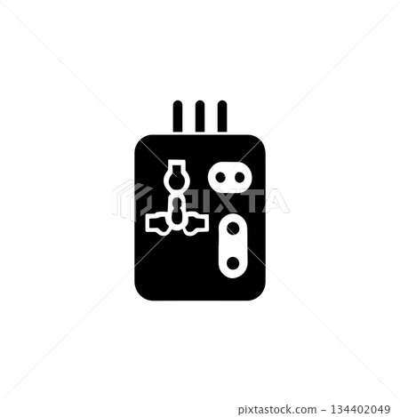 travel adapter silhouette icon universal plug converter charger electricity gear illustration travel adapter silhouette icon universal plug converter charger electricity gear illustration 134402049