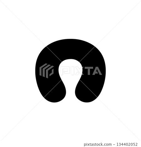 travel neck pillow icon silhouette simple comfort cushion for airplane car train journey and relaxation isolated illustration 134402052
