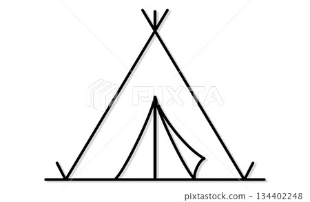 極簡主義插畫圖示線條畫,代表嗜好露營 極簡主義插畫圖示線條畫,代表嗜好露營 134402248