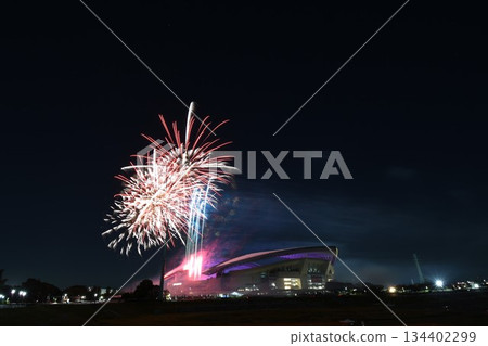 埼玉體育場夜空中盛開著巨大的花朵 埼玉體育場夜空中盛開著巨大的花朵 134402299