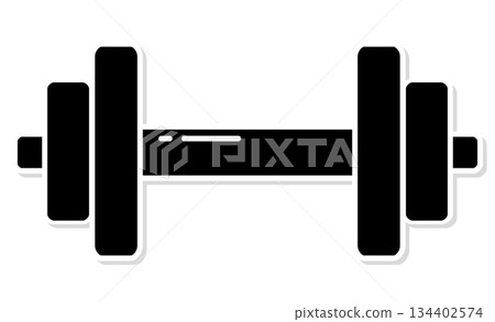A dumbbell line drawing that represents the hobby of muscle training 134402574