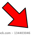 A simple red arrow pointing diagonally downwards to the right 134403046