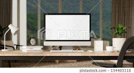 Home office environment emphasizing comfort and functionality. 3D render illustration 134403118