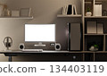 Stylish home office showcasing modern technology and organization. 3D render illustration 134403119