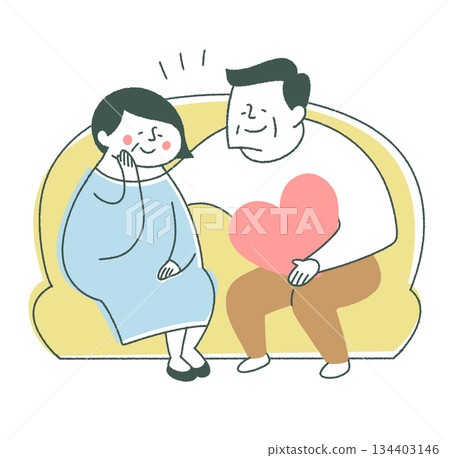 老年男女在沙發上傾訴衷腸 134403146