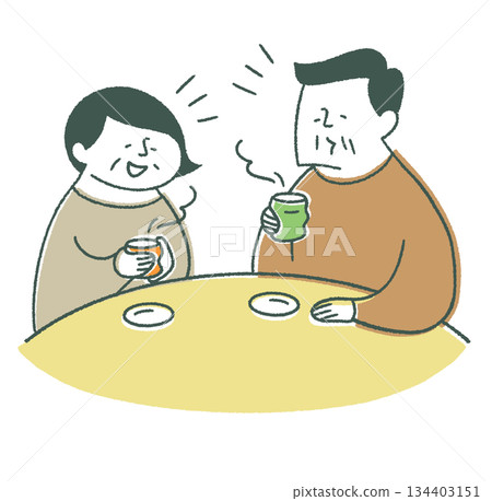 老人家在喝茶 134403151