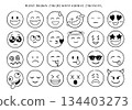 Hand drawn vector sketch style doodle emojis. Expressing emotions like joy, sadness, tears, etc. Comic elements. 134403273