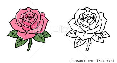 簡單的玫瑰圖示插圖 134403371