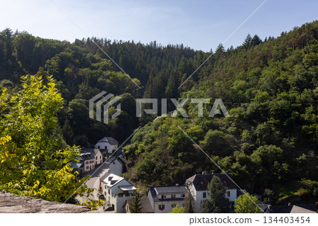 Esch-sur-Sure, Wiltz, Grand-Duche de Luxembourg, September 07, 2025, Highaltitude perspective 134403454