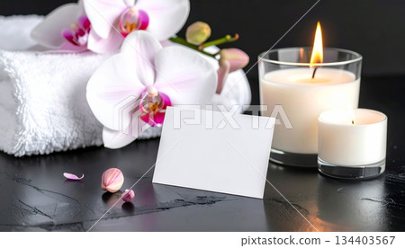 Blank Gift Voucher with Scented Candle, Luxurious Towel, and Orchid Blank Gift Voucher with Scented Candle, Luxurious Towel, and Orchid 134403567