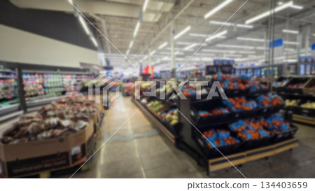 defocused abstract blur background of supermarket, minimarket, major retailer or convenience store in America defocused abstract blur background of supermarket, minimarket, major retailer or convenience store in America 134403659