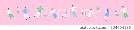 Spring illustration set of people floating in the air 134404186
