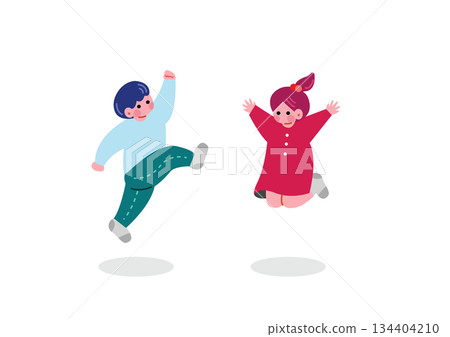 Boy and girl to jump 134404210