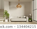 Interior design inspiration for modern living spaces with unique light fixtures. 3D render illustration 134404215