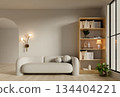 Interior design inspiration for contemporary living areas with cozy sofas. 3D render illustration 134404221