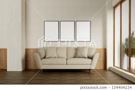 Interior design inspiration for minimalist living rooms with neutral tones. 3D render illustration Interior design inspiration for minimalist living rooms with neutral tones. 3D render illustration 134404224