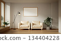 Stylish modern furniture arrangement in a minimalist living area. 3D render illustration 134404228