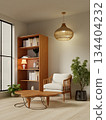 Stylish reading nook in a modern home creating a serene atmosphere. 3D render illustration 134404232