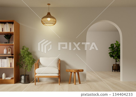 Modern interior design highlighting comfort and elegance in living areas. 3D render illustration 134404233