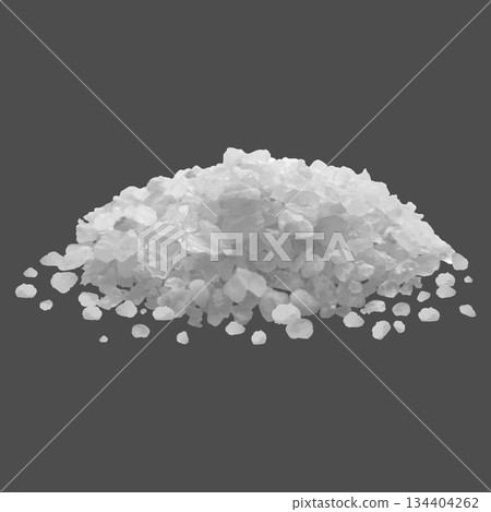Realistic salt or sugar crystal powder pile side view, 3d vector white mineral grains cooking ingredient coarse grinding 134404262