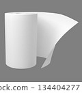 3D mockup of a white paper towel roll, unrolled, for branding. 134404277