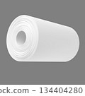 Realistic 3D roll of white paper towel, on isolated gray background. 134404280