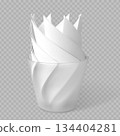 3D glass cup with white paper napkins folded into triangles. 134404281