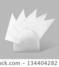 3D realistic triangular white napkins in a transparent round holder. 134404282
