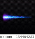 Neon blue weapon shot trail, bright flash with beam, particles, and smoke. 134404283
