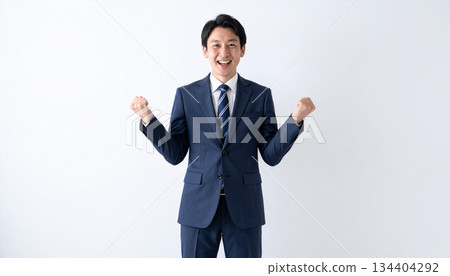 A businessman posing in a fist (AI-generated image) 134404292