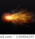 A realistic fire cloud from a pistol shot, with sparks and smoke. 134404295