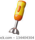Submersible mixer, hand immersion blender 3D vector icon, household kitchen appliance for chopper, blending and mixing 134404304