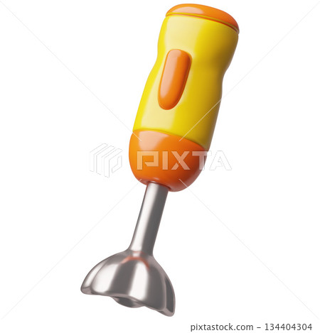Submersible mixer, hand immersion blender 3D vector icon, household kitchen appliance for chopper, blending and mixing Submersible mixer, hand immersion blender 3D vector icon, household kitchen appliance for chopper, blending and mixing 134404304