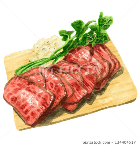 Roast beef painted in watercolor 134404517