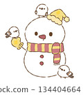 Snowman and long-tailed tit 134404664