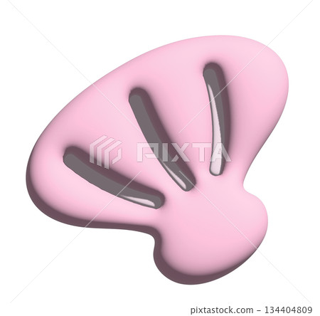 Inflated 3D of pink seashell for sea life, animals, aquarium, souvenir shop, cartoon character, comic, mascot, cute patch, shirt print, plush toy, kid doll, brooch, under the sea, sticker, model, icon 134404809