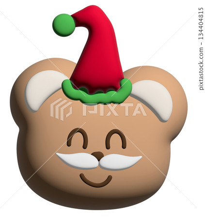Cute inflated 3D illustration of teddy bear head wearing Santa beard for Christmas model, festive winter season, sticker, animal, zoo, souvenir shop, cartoon character, standee, patch, brooch, mascot Cute inflated 3D illustration of teddy bear head wearing Santa beard for Christmas model, festive winter season, sticker, animal, zoo, souvenir shop, cartoon character, standee, patch, brooch, mascot 134404815