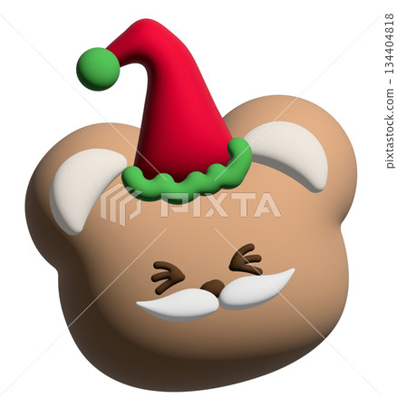 Cute inflated 3D illustration of teddy bear head wearing Santa beard for Christmas model, festive winter season, sticker, animal, zoo, souvenir shop, cartoon character, standee, patch, brooch, mascot Cute inflated 3D illustration of teddy bear head wearing Santa beard for Christmas model, festive winter season, sticker, animal, zoo, souvenir shop, cartoon character, standee, patch, brooch, mascot 134404818
